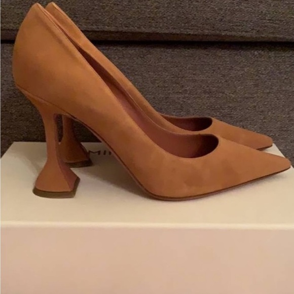 Amina Muaddi Brown Suede Heels size 37 - Picture 3 of 5